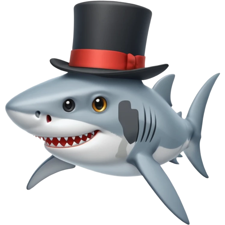 Shark with a top hat emoji
