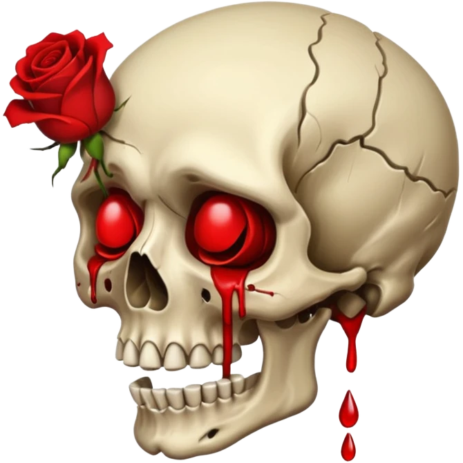 💀+😭+🌹=🥀 Skull crying because rose is wilted emoji
