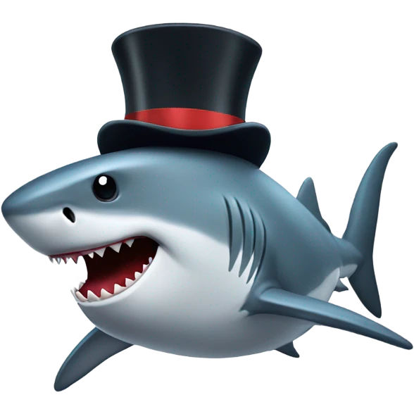 Shark with a top hat emoji