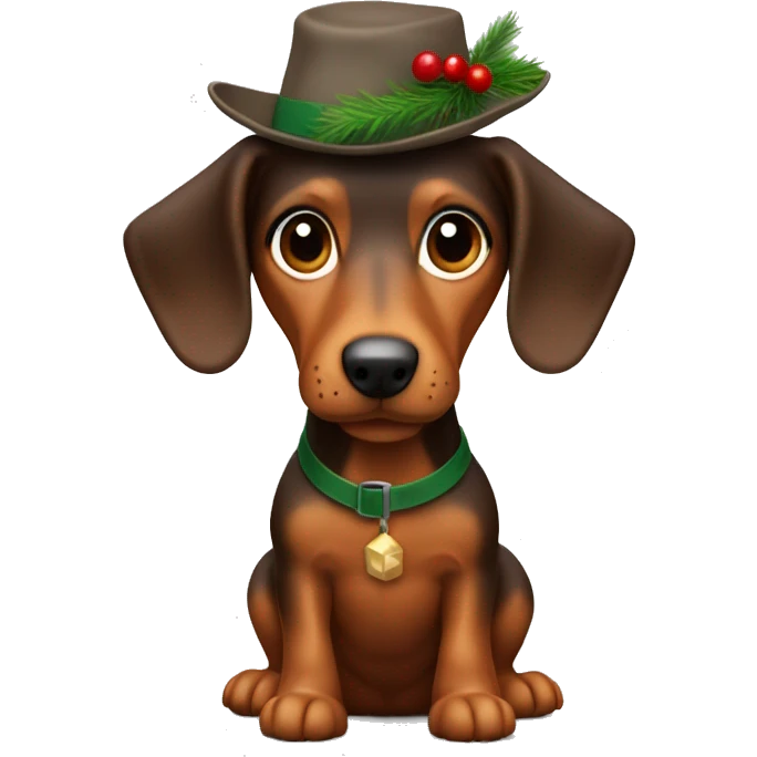 petit teckel avec un chapeau de noël  emoji