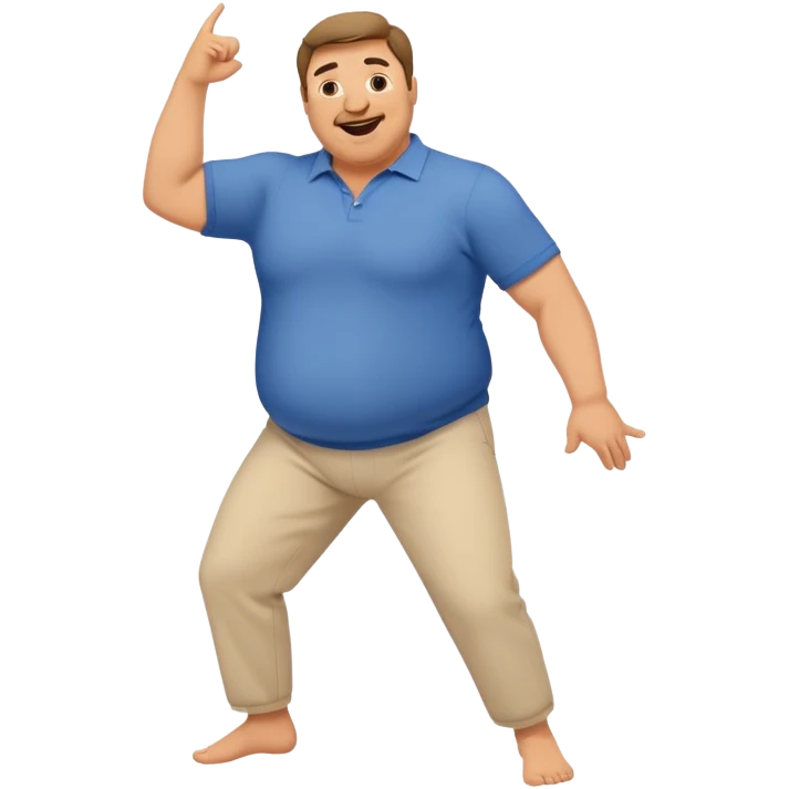 hot dad bod dancing, middle-aged man with slightly overweight body dancing enthusiastically emoji