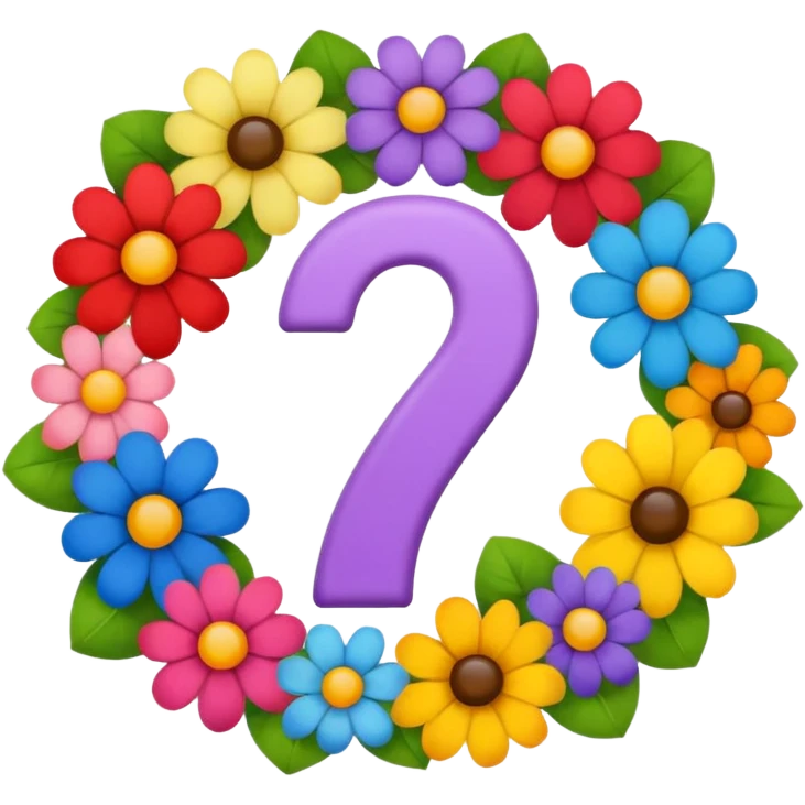 number 7 created with assorted flowers, emoji style emoji