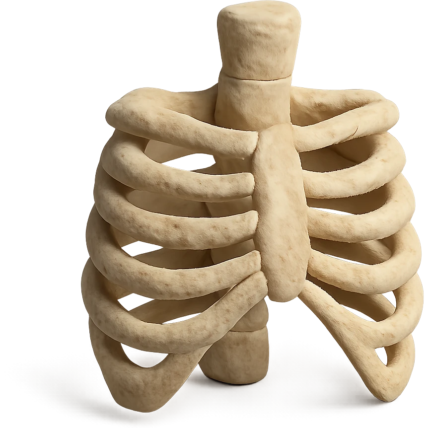 claymation style skeleton ribs without head, no background emoji