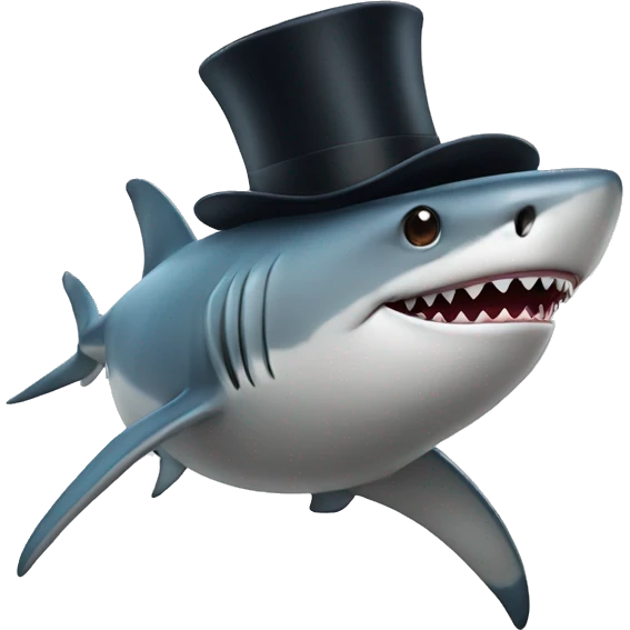 Shark with a top hat emoji