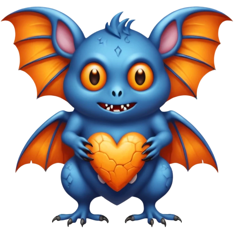 Monstre a corp craquelé fait de lave avec des ailes de chauve-souris et un tête de pierre carbonisé avec une mâchoire carré  emoji