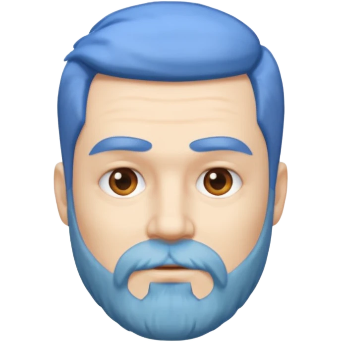 Middle-age, male, white skin, blue hair and blue beard emoji