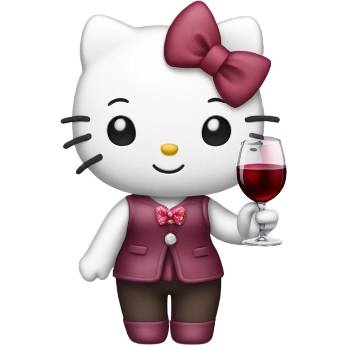 Hello Kitty drinking red wine emoji