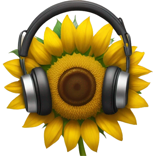 Sunflower with headphones  emoji