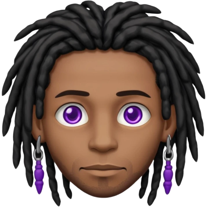 Brown skin male with black dreads and purple eyes  emoji