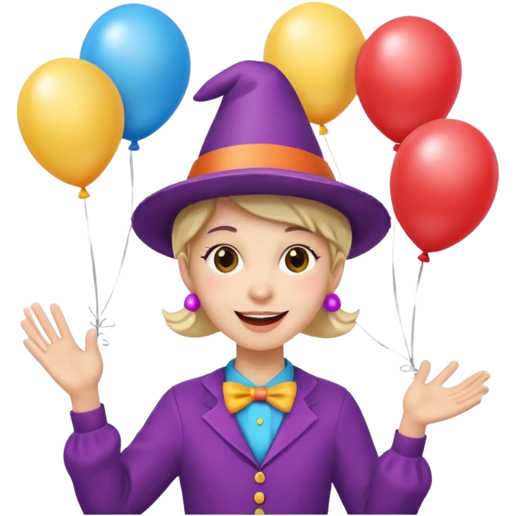 children's party animator in costume, playful emoji