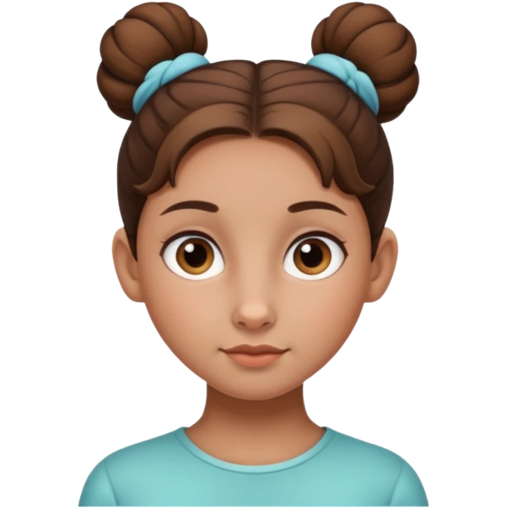 Normal skinned, tiny nosed, brown haired girl with sleek buns emoji