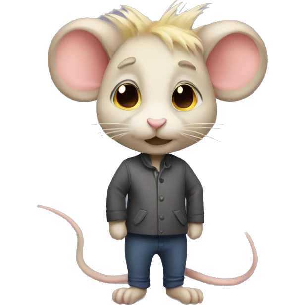 Rat standing with shoulder length blond hair emoji