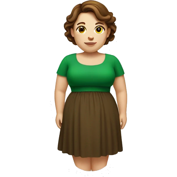 fat girl with green dress and brown hair emoji
