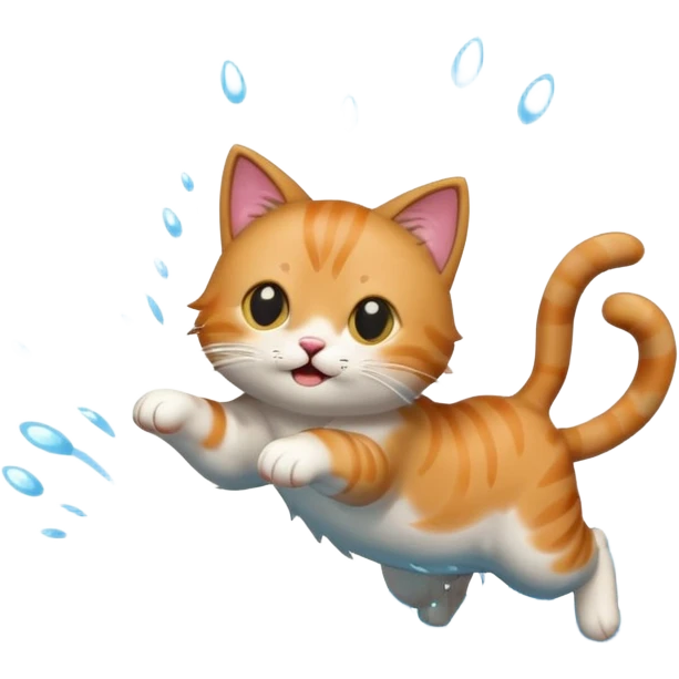 Cat jumping in a pool emoji