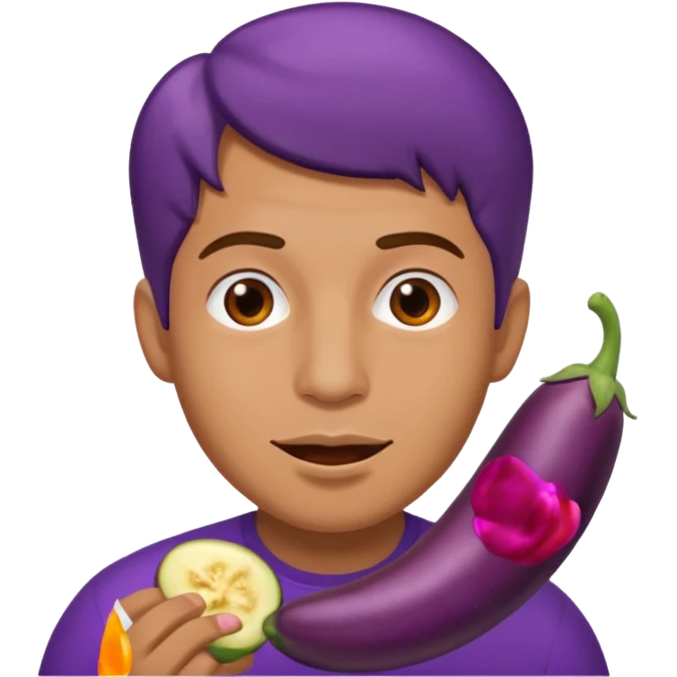 Man eating eggplant emoji