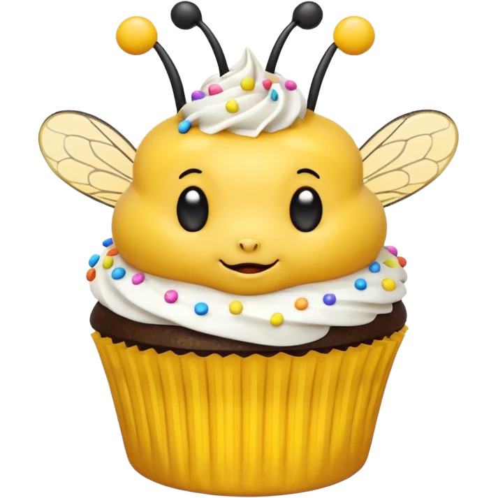 Embarrassed bee with cupcake emoji