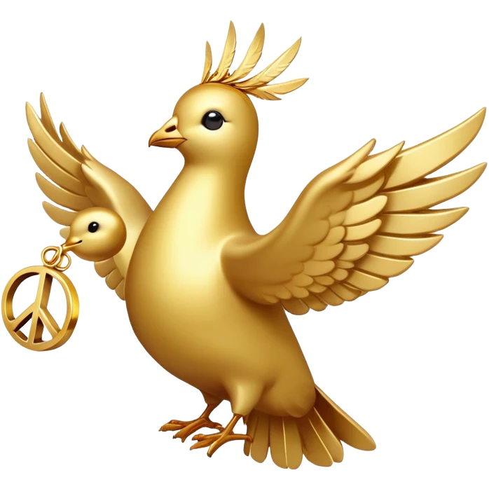 golden dove, shiny gold feathers, peace symbol bird emoji
