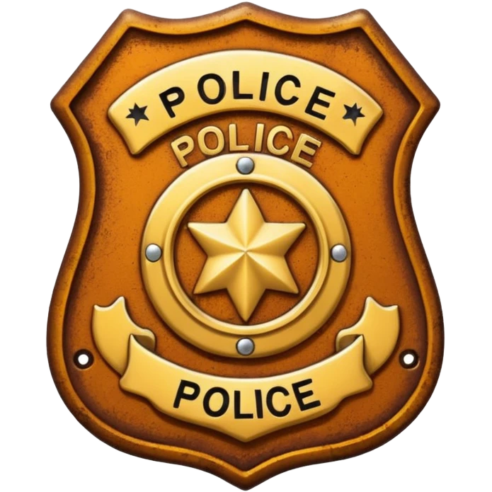 cinematic - aesthetic brilliant divine lighting, oil paint - police badge rusty and perforated emoji