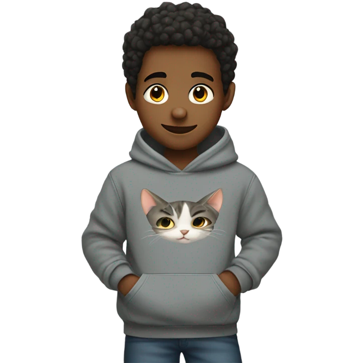 Boys with cat hoodies emoji