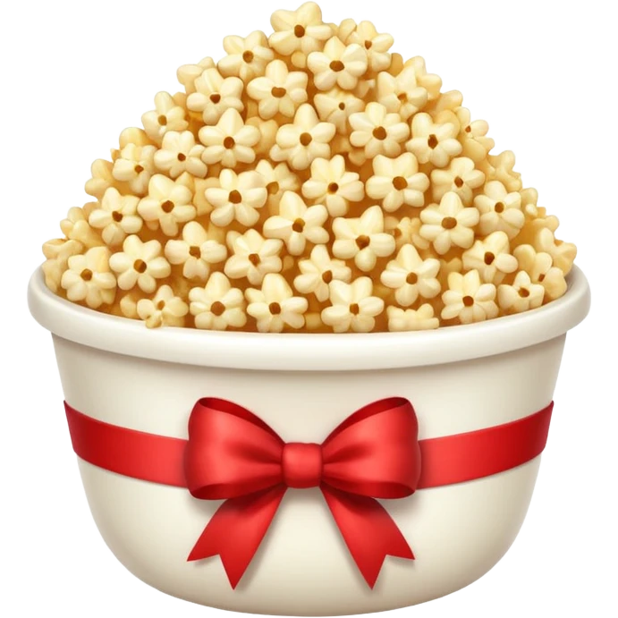 popcorn in white bowl with bow emoji