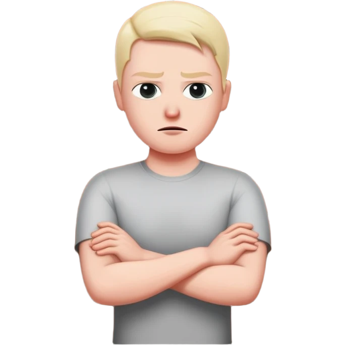 person building brick wall between themselves and others, emotionally distant expression, arms crossed defensively, turning body away from connection, cold eyes avoiding eye contact, visible barrier or shield symbol emoji