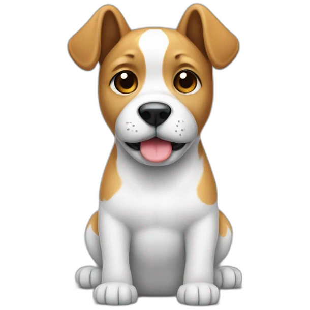 Dog with one hanging ear, black white cute emoji
