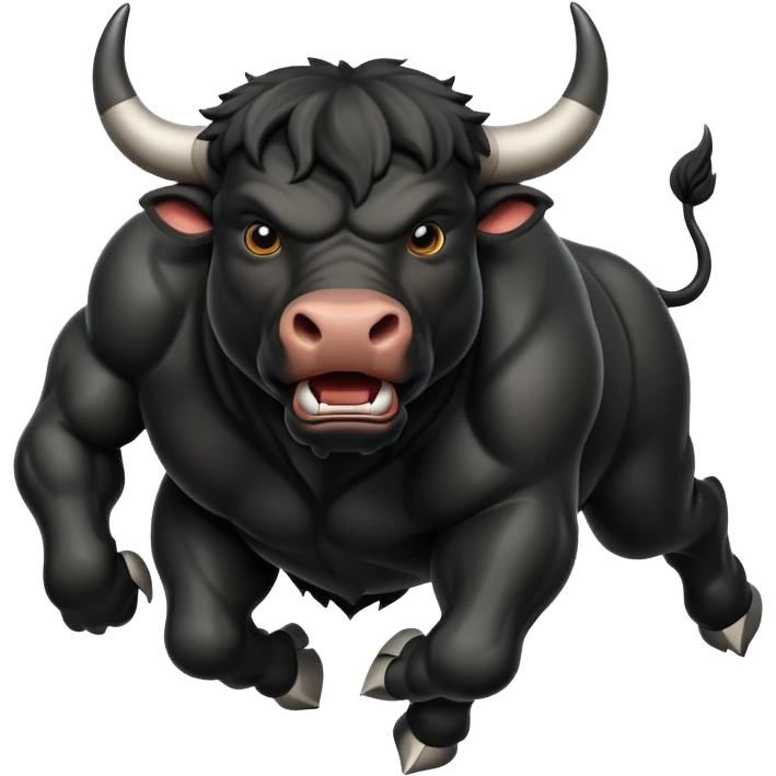 angry running black bull emoji