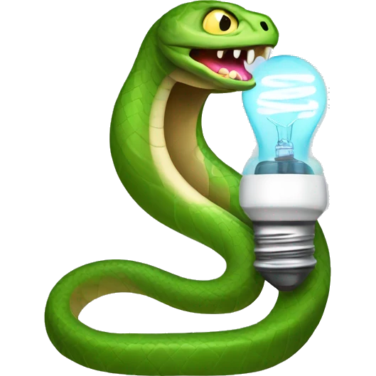 Snake with a lightbulb in its mouth and a battery for a tail emoji
