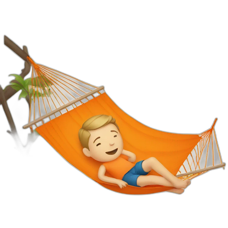 a white kid laying in orange hammock emoji