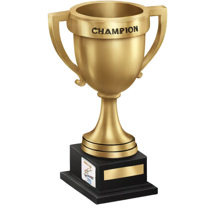 A championship trophy with 'Champion' written on it emoji