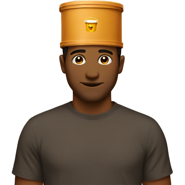 bucket on a brown guys head emoji