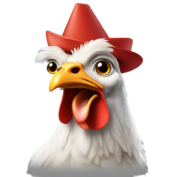 Chicken with septum piercing and birthday hat emoji