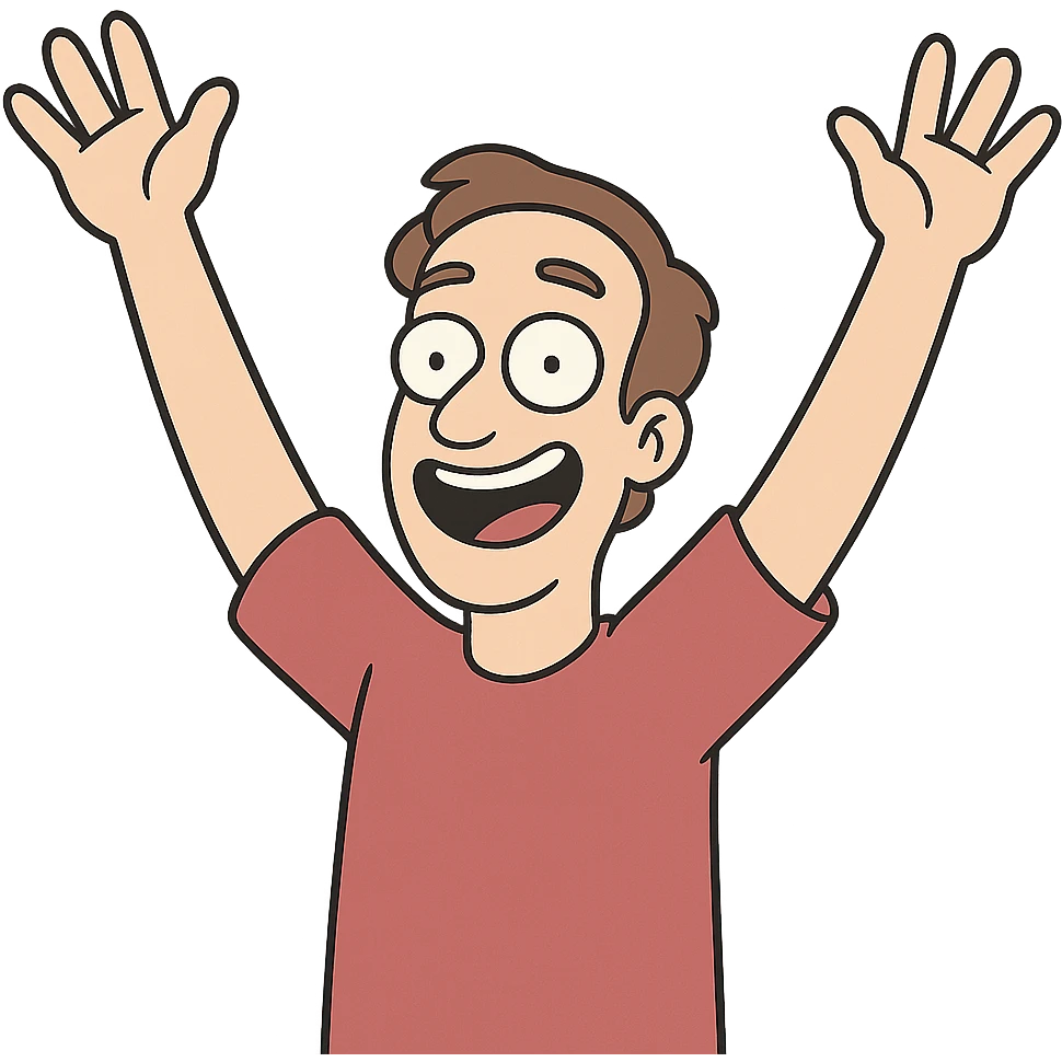 person raising both hands, cheerful expression, flat toon style emoji