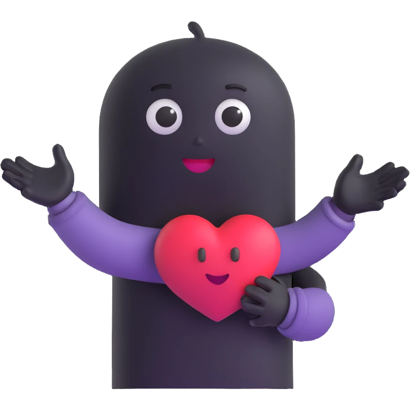 Book character with heart eyes reaching out to hug reader emoji