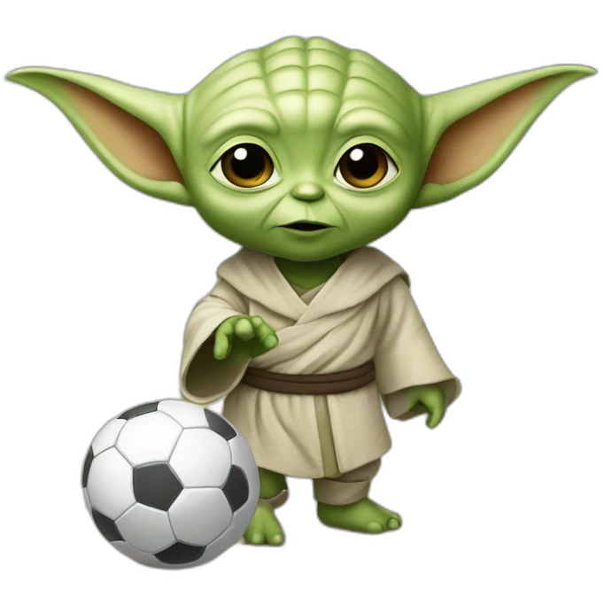 Bébé Yoda qui joue au foot emoji