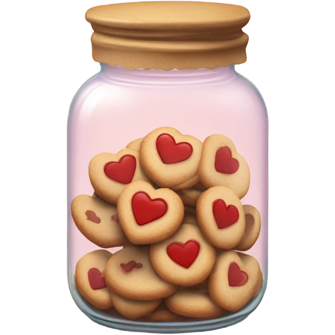 realistic jar with heart shaped cookies emoji