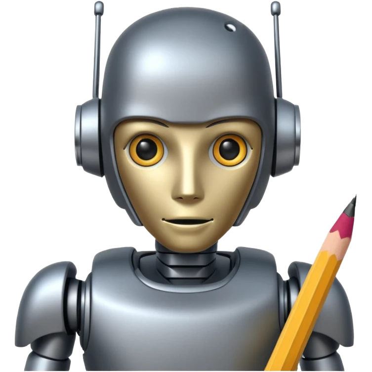 a robot writing with a pencil emoji