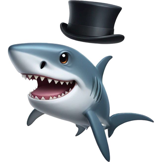 Shark with a top hat emoji