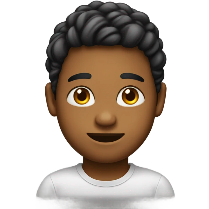 Emoji de un joven indigena, cabelos lisos, com pintura no rosto, olhos negros, lábios vermelhos e roupas indígenas emoji