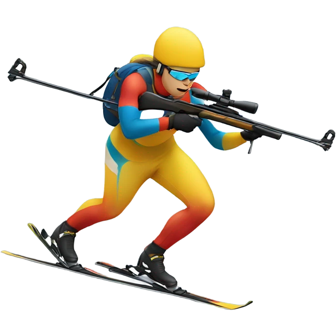 Biathlete skiing while carrying rifle emoji