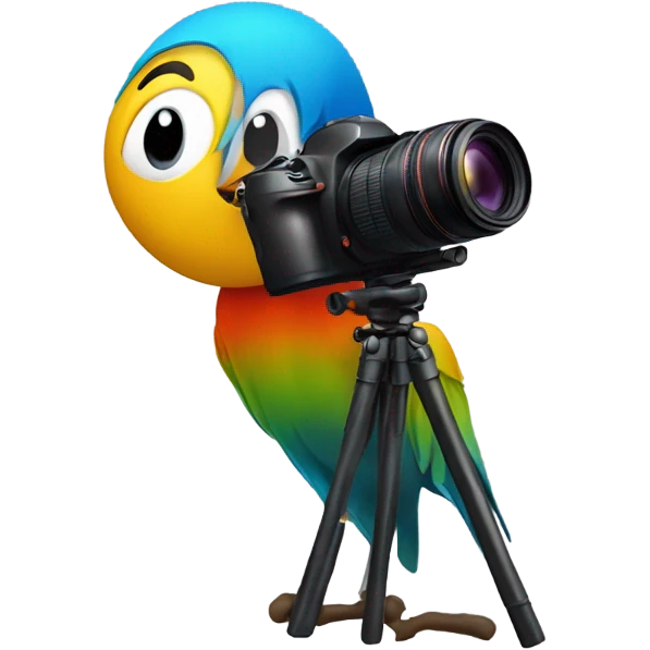 Photographer taking a picture of a bird emoji