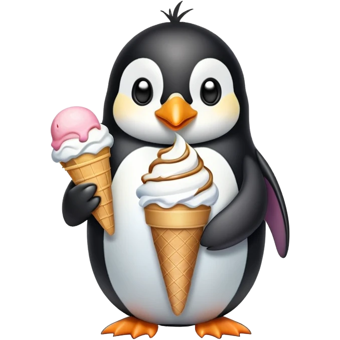 Penguin with ice cream emoji