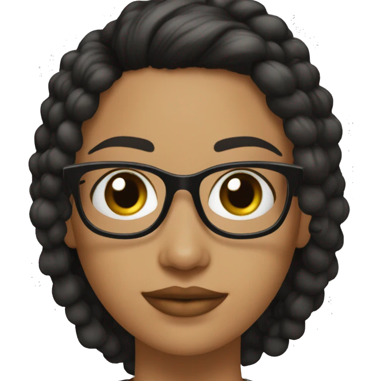 Chica cabello negro, liso, largo y con lentes de piel clara emoji