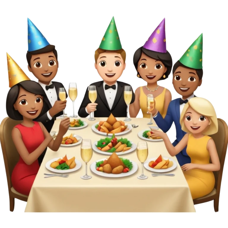 group of people talking at dinner table emoji