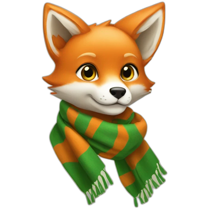 orange fox whit green scarf emoji
