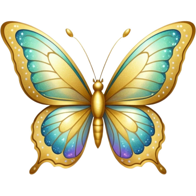 Golden shimmery glitter butterfly emoji emoji