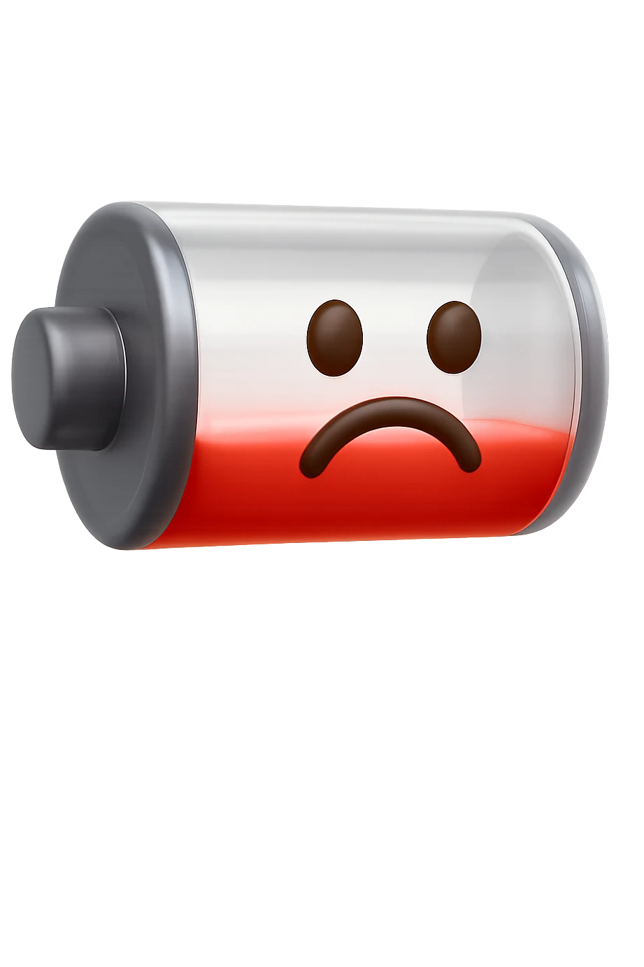 EMOJI STILE IPHONE DI UNA BATTERIA ROSSA SCARICA IN 3D emoji