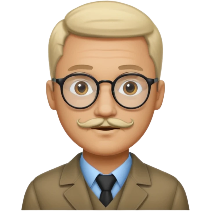 homme avec une coupe de cheveux raie au milieux lunette moustache emoji