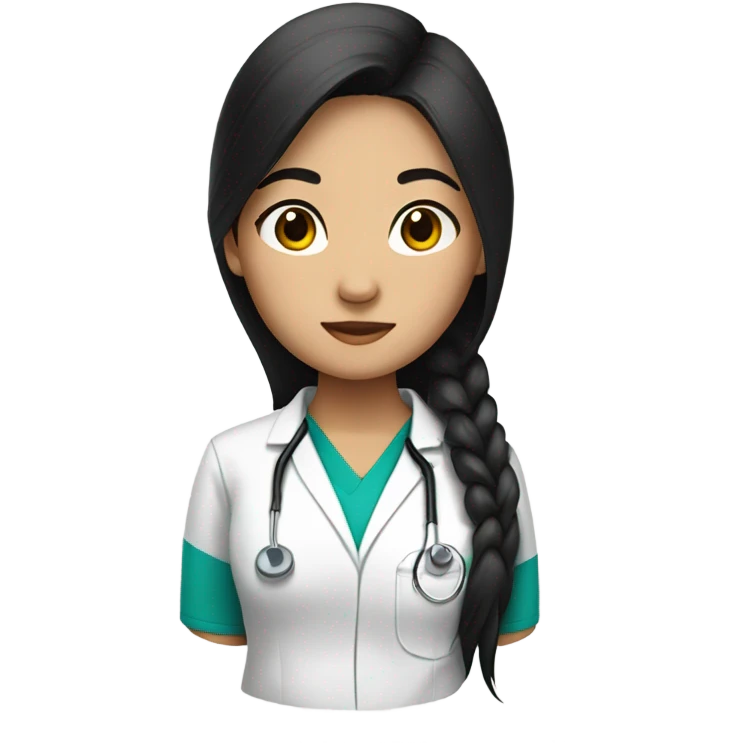 Asian girl with long black hair in scrubs  emoji