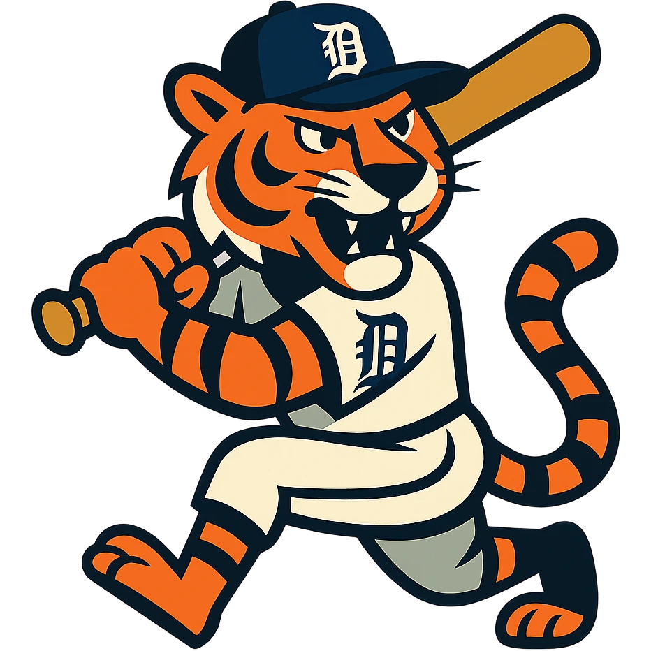 Detroit Tigers cartoon tiger swinging a bat emoji